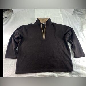 Covington Mens XXL Brown Soft 100% Cotton Pullover 1/4 Zip Sweater office casual